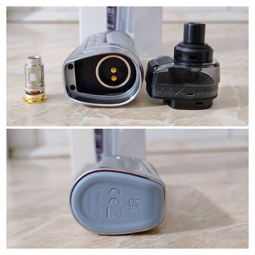 Innokin Coolfire PZPulse Kit - Készülék csaklakozója a PODfejjel és a készülék alja