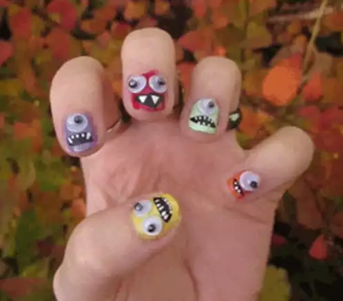 Cute Monster Nail Art with Googly Eyes